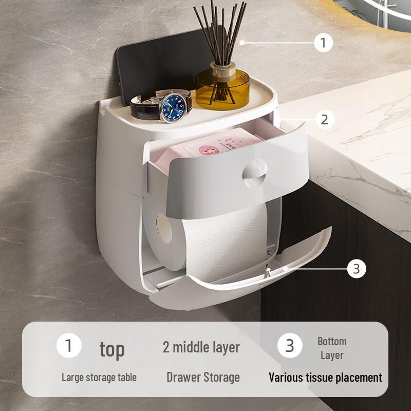 ecoco Wandmontierte Badezimmer-Taschentuchbox mit Aufbewahrung