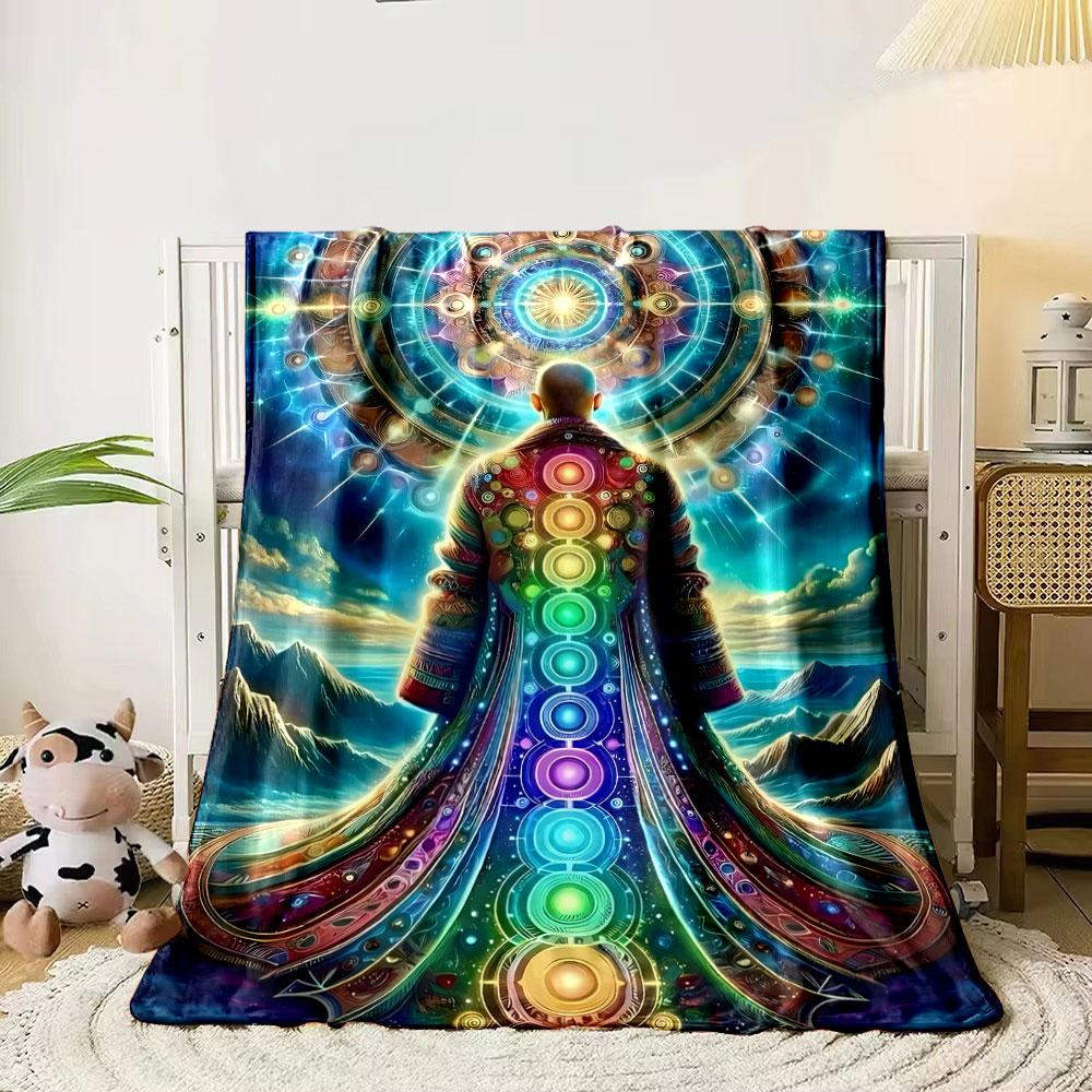 Chakra Meditation Celestial bedroom Blanket for Livingroom Couch lunch break Soft throw for Friend's festival Gift