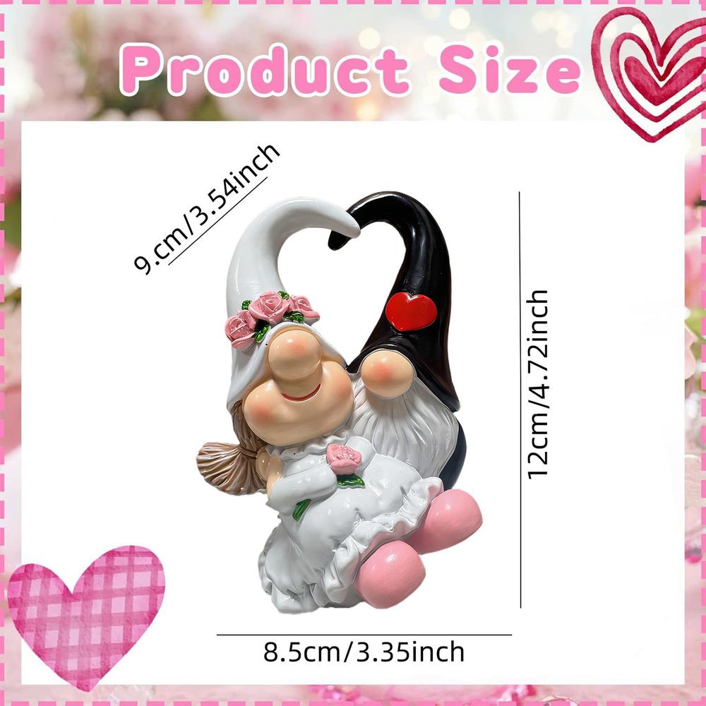 Gnome Statue Handmade Collectible Valentine's Day Dwarf Sculpture Valentine's Gnomes Decoration For Living Room Bedroom Shelf