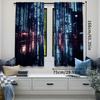 2Pcs City Backdrop Curtain Futureistic Night Cityscape Street Background Suitable For Living Room Bedroom And Many Other