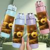 1PC Panda Lying Indoor Scene Art 750ml Color Plastic Sports Water Bottle Leakproof Flip Straw Lid Suitable for Sports Office Home Use