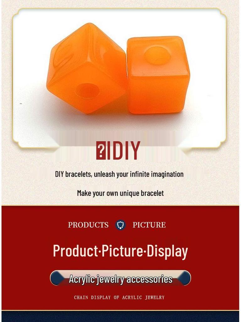 20mm Acrylic Large Hole Square Beads for DIY Jewelry, Flower Shoes, and Bag Chains