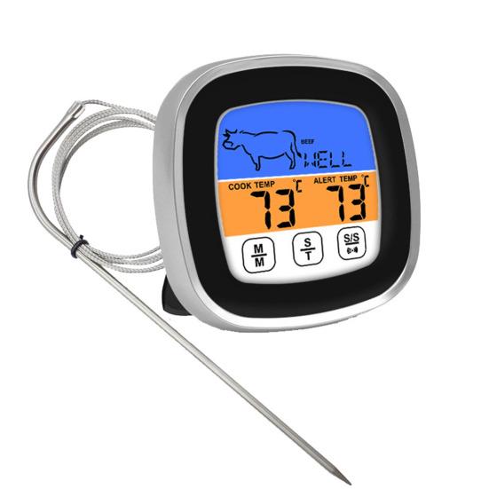 Matlagnings BBQ Termometer Pekskärm Temperaturmätare med Timer Sond