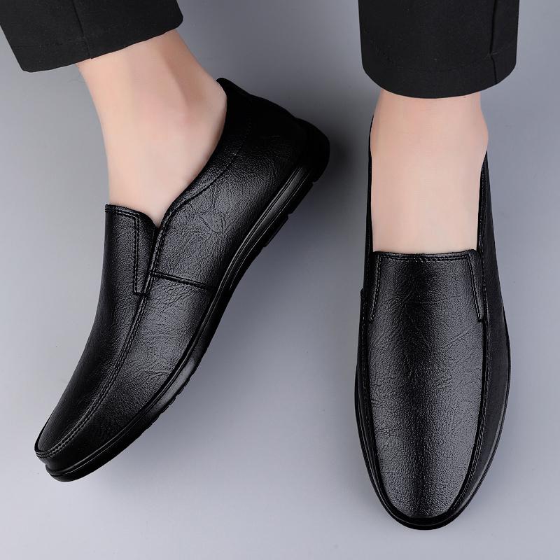 Fashion Wedding Slip On Flats Pointed Toes Shoes Casual Genuine Leather Men's Loafers Versatile Business Footwear Elegantes Dress Shoes