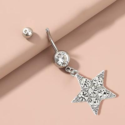 Zirkon Kalp Ay Sarkıntılı Göbek Piercingleri Paslanmaz Çelik Göbek Barbell Halkası Vücut Takısı Kadın Kız İçin Piercing