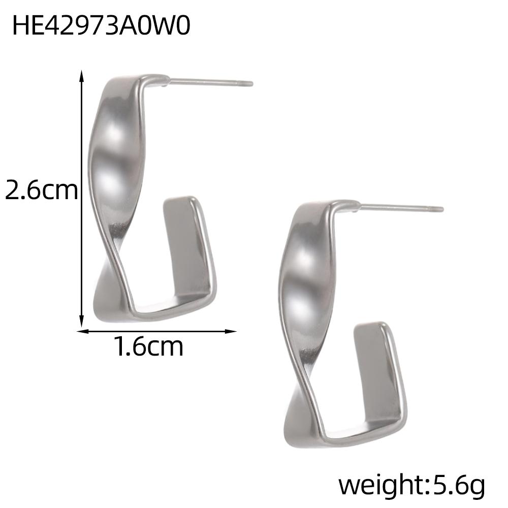 CARLIDANA Hypoallergenic Waterproof Minimalist Jewelry Stainless Steel Gold Plated Trendy U Shape Geometric Huggie Earrings