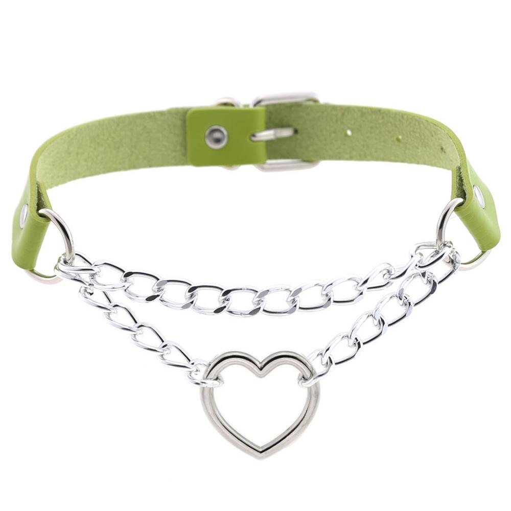 Heart Choker Collar For Women Goth Accessoies Black Leather Chain Chockers Gothic Punk Grunge Emo Necklace Jewelry