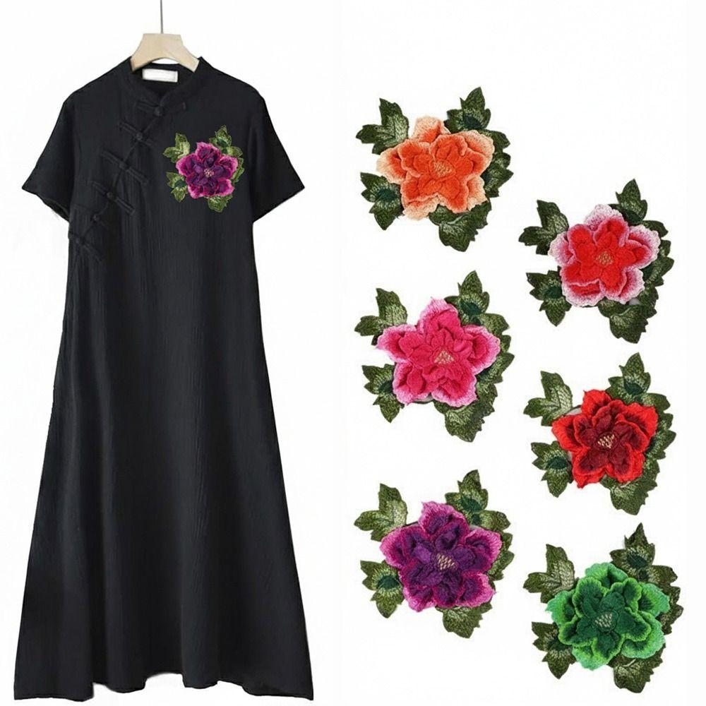 Fashion Elegant Peony Embroidery Patch Floral Embroidery Large Flower Patch Sewing Accessories