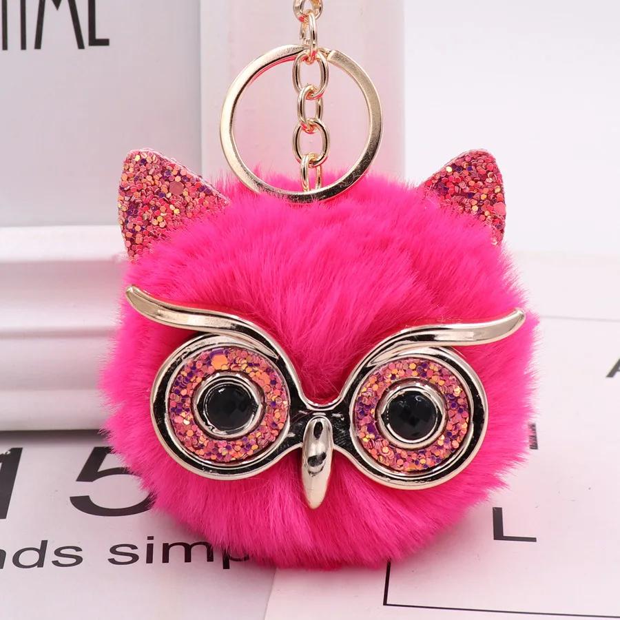Creative Cartoon Owl Keychains Cute Big-eye Owl Gold Color Buckle Girl's Funny Keychain Handbag Ornament
