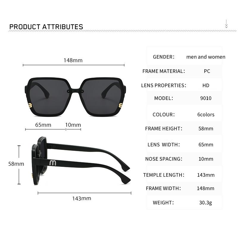 Brand Sunglasses Women's Square Classic Large Frame Fashion Men's Rectangular Letter Design Retro Sun Glasses UV400