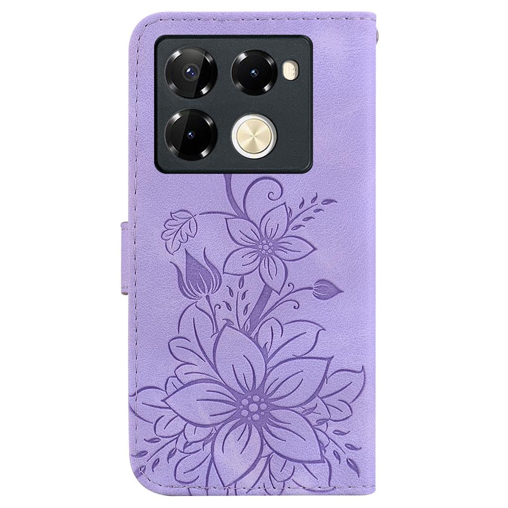 For Infinix Note 40 Pro 5G/Note 40 Pro+ Case Lily Flower PU Leather Stand Phone Cover