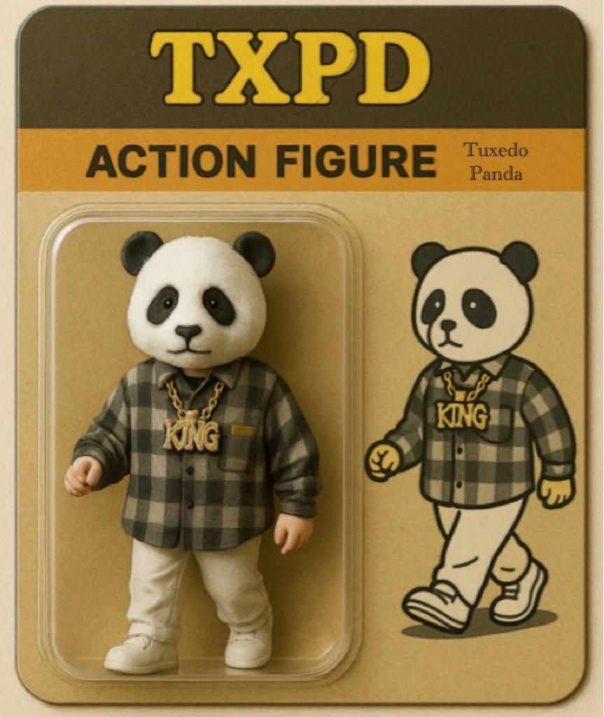 [USED] Tuxedo Panda Action Figure (Postcard only)