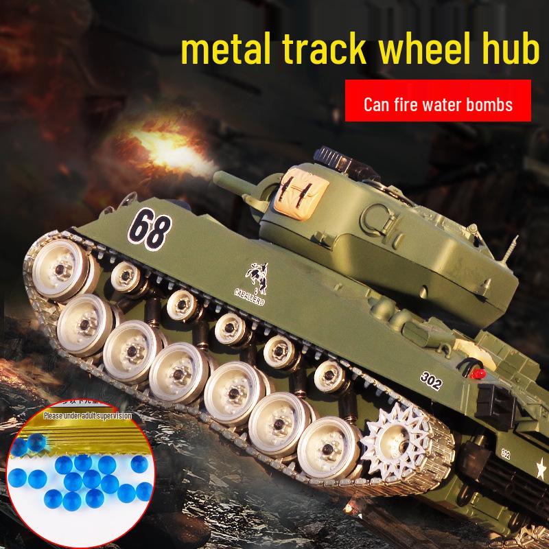 

M4A3 Sherman Remote Control Tank Toy with Metal Tracks for Kids 1:18