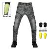 Mens Motorcycle Riding Jeans - Vintage Style Stretchable Anti-Fall Pants With Kevlar Reinforcement