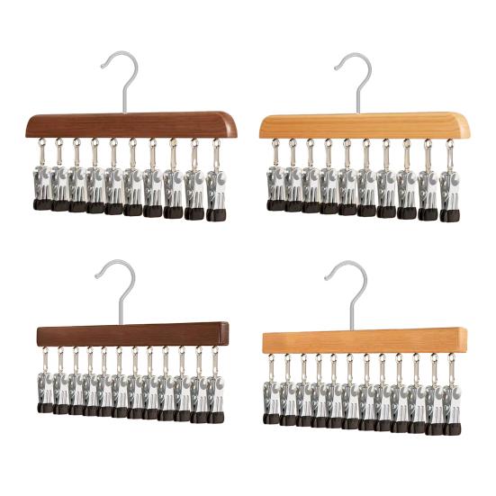 Closet Pants Hanger Closet Organizer with 10 or 12 Clips Space Saving Clothes Hanger for Leggings Pants Scarves Socks Hats Skirts Storage