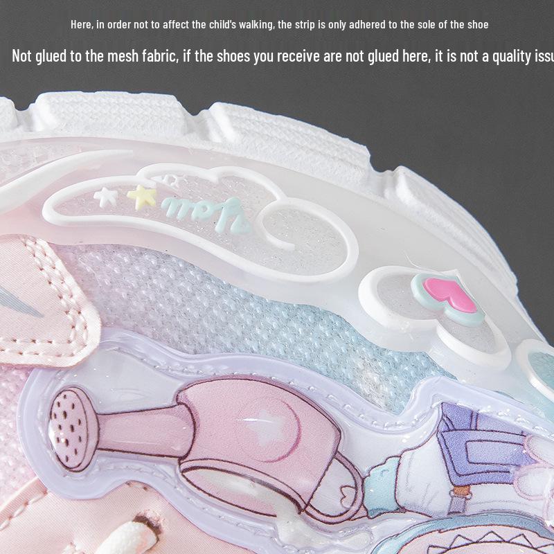 Labubu Mädchen Leuchtende Mesh Laufschuhe - Herbst 2025: Atmungsaktiv, Weiche Sohle, Lederoberfläche Sportsneaker