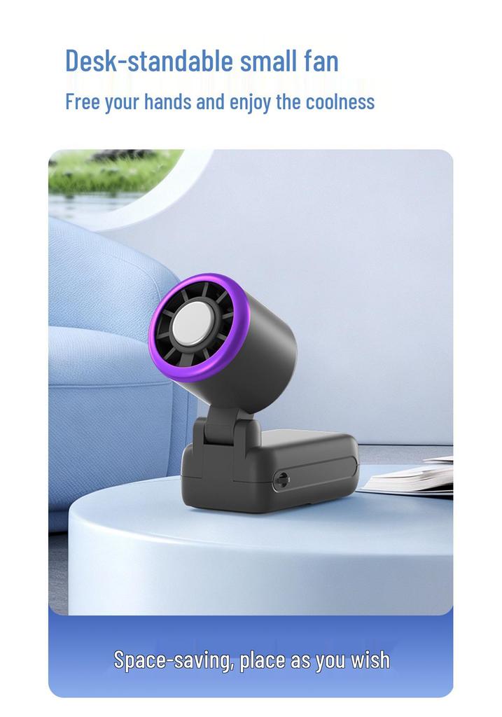 Compact Foldable USB Rechargeable Fan with High-Speed Turbine & Digital Display
