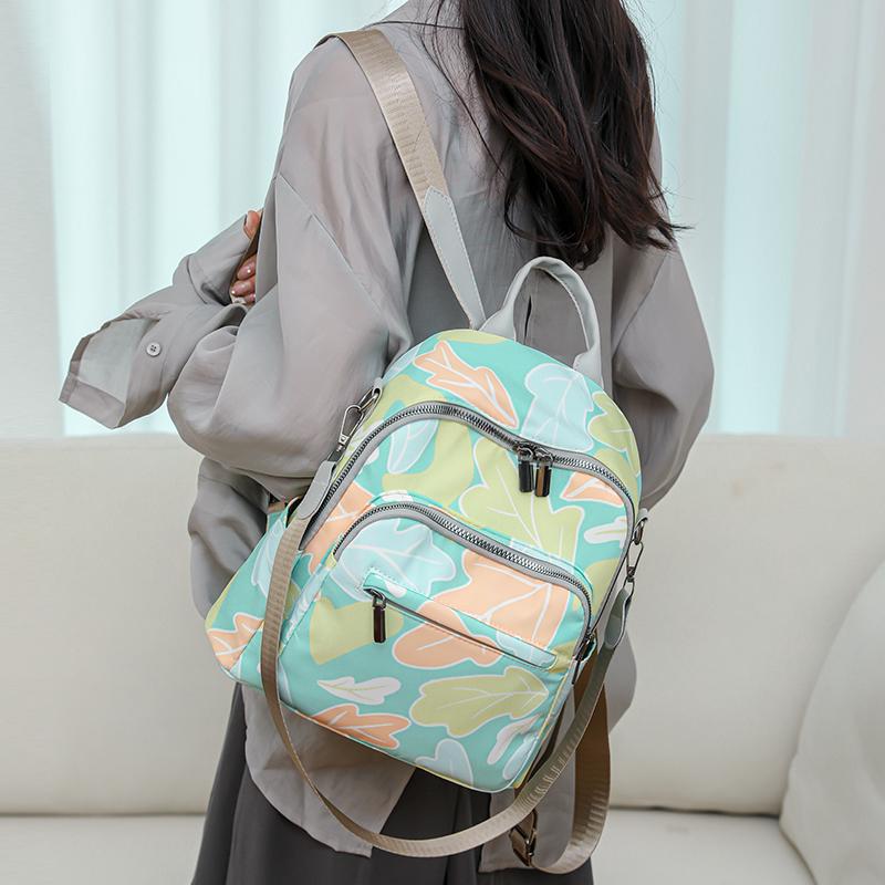 Print Backpack Women's Nylon Waterproof Backpack Student School Bag Large Capacity Shoulder Bag