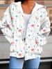 Cardigan con cappuccio stampato 3D a fiori Taglie forti Autunno Inverno Retrò