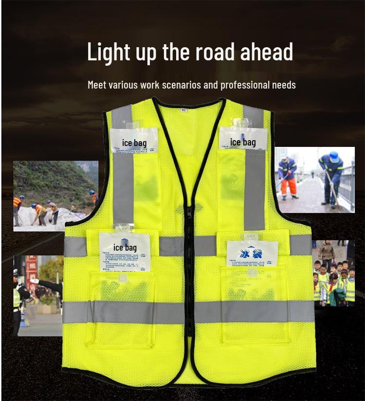Breathable Reflective Mesh Vest with Ice Pack for Summer