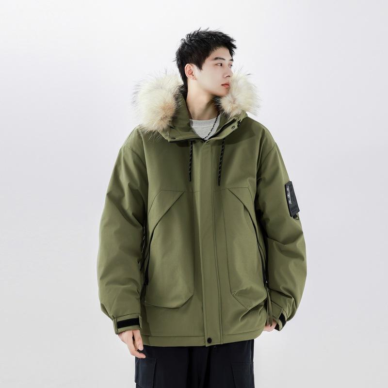 Thickened Mid-length Down Jacket for Men In Winter New Style Youth Casual Simple Large Pocket Warm Jacket Trendy