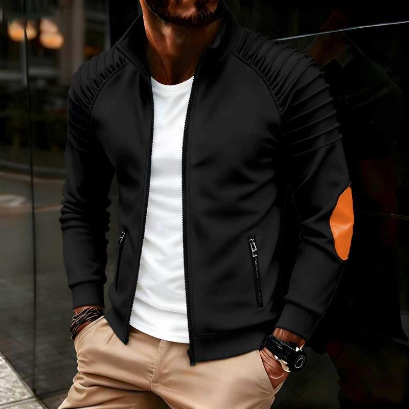 New Men's Arm Fold Design Jacket Daily Casual Sports Zipper Pocket Cardigan