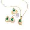 Water Drop Three-Piece Set, Red Gemstone Ring Earrings, Water Drop Necklace Set, In Stock.