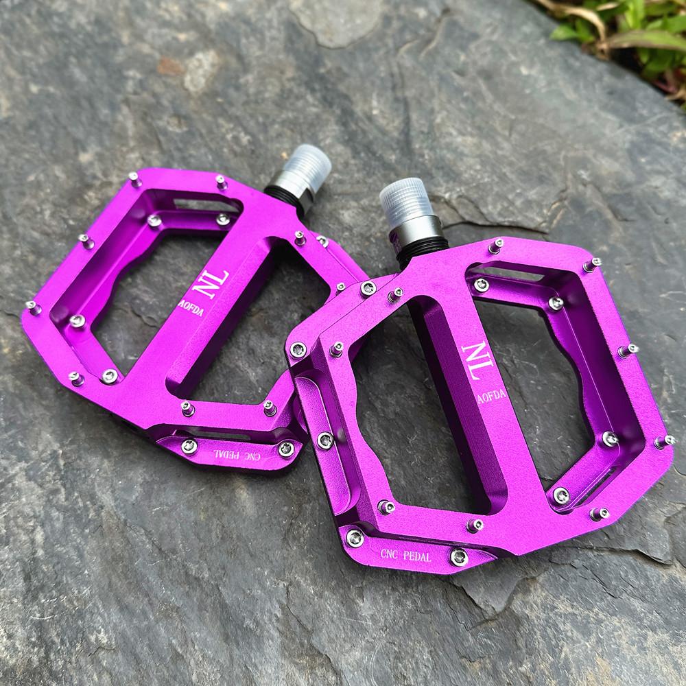High-intensity Flat Foot Wide Mountain Bike Pedal CNC Aluminum Alloy Bearing Descent Anti-skid Cycling Mtb Bicycle Pedal Parts фиолетовый