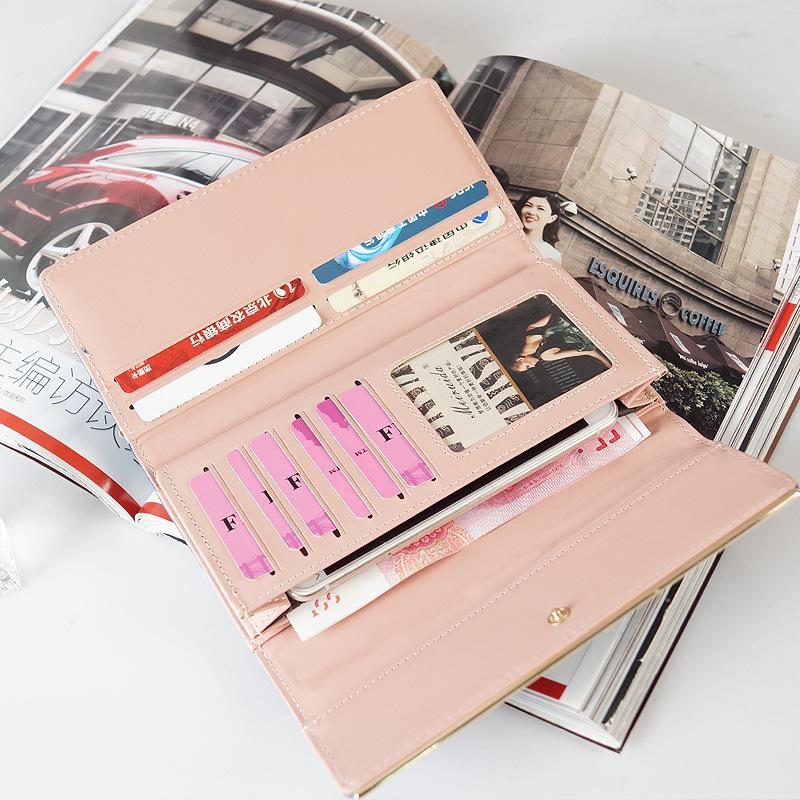 Women's Long Wallet - European & American Style, Multi-Card Slot, Letter Buckle Clutch, Simple Tri-Fold Coin Purse