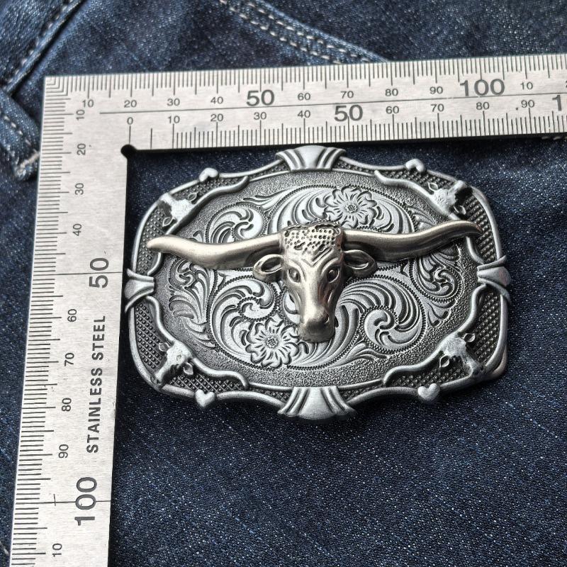 Western Cowboy Retro Bull Head Men's Belt - Embossed American Style Trendy Jeans Belt