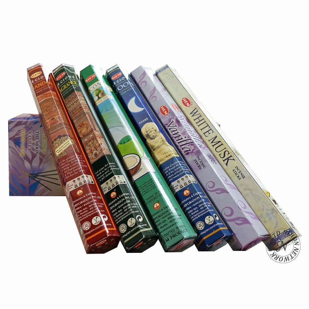 HEM Hexagonal Incense Assortment Set of 6 6 (Japan Network) [Coconut/Chandan/Moon/Vanilla/White Musk/Fragrance - varieties]
