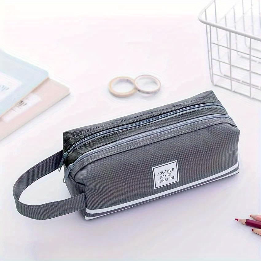 Astuccio Portatile a Doppio Strato in Tessuto Oxford con Doppia Cerniera per Studenti Ritorno a Scuola Custodia Fornitura Cancelleria