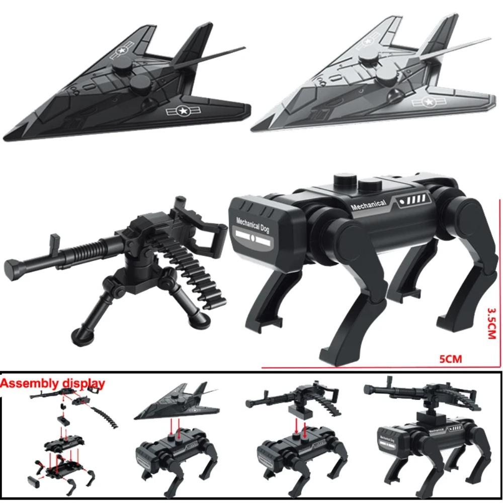 WW2 Military MOC Building Block Soldier Printed Weapon Case Rack Drone Bomb Disposal Mortar Gatling Maxine Gun DIY Toy Gift K046