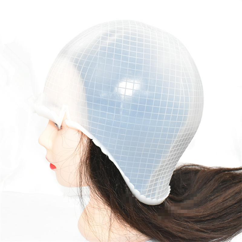 

BEPAN Silicone Highlighting Cap with Cross Holes for Hair Dyeing Reusable Professional Salon Frosting Poked Hole Caps Tool with Needle