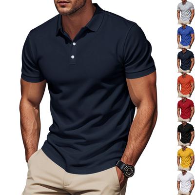 Men’s Classic Polo Shirt Short Sleeve Quick Dry Breathable Loose Fit Golf Style Turn Down Collar Button Design