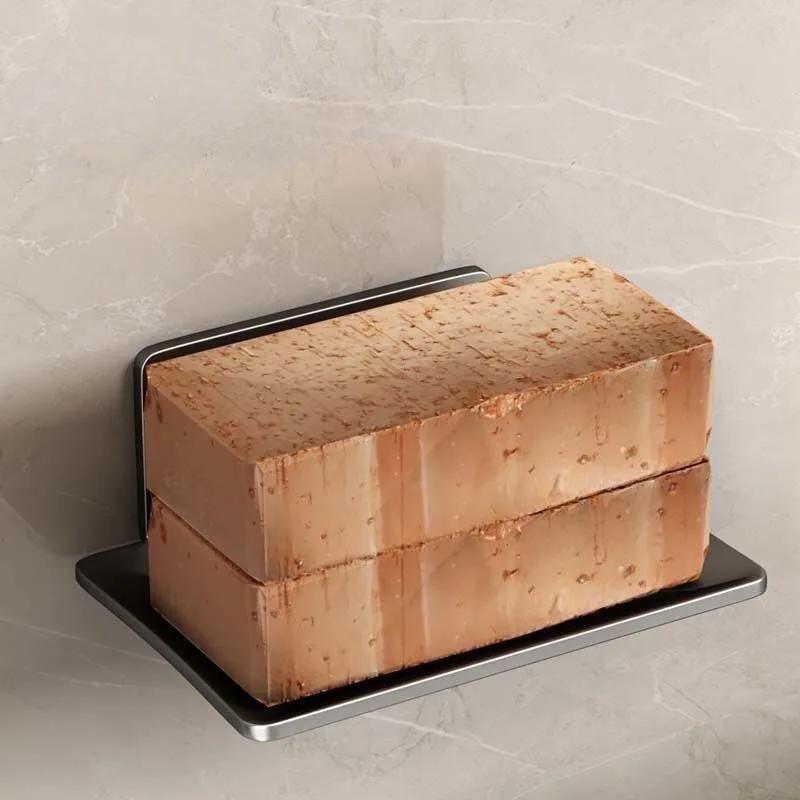 Bathroom stainless steel soap dish, non perforated wall mounted soap sponge holder, organizer accessories, kitchen soap holder