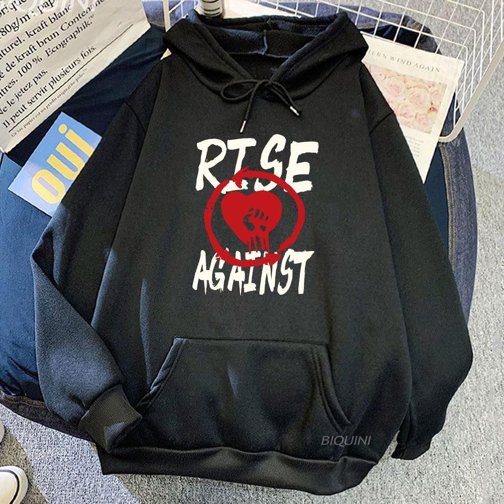 Heavy Mental Rise Against Hoodies Streetwear Unisex Winter Long Sleeve Casual Sweatshirts Women Clothes Hooded