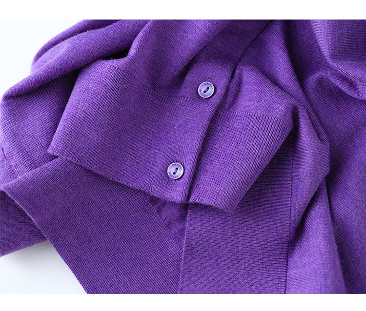 2026 Women's Elegant Fine Wool Cardigan - Loose, Slimming, Round Neck, Solid Color, Single-Breasted Outerwear