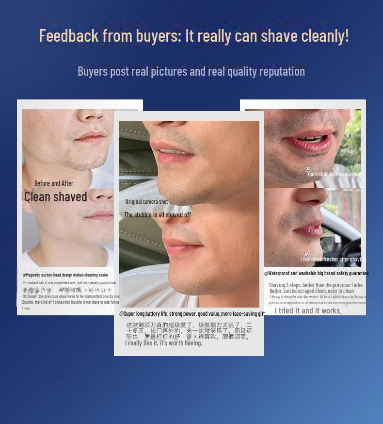 Rechargeable Multifunctional Waterproof Electric Beard Shaver