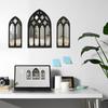 3Pcs Arched Window Wall Mirror Set Gothic Wall Mirror Decor Cathedral Arched Mirror Decor Self-Adhesive Arched Wall Mirror