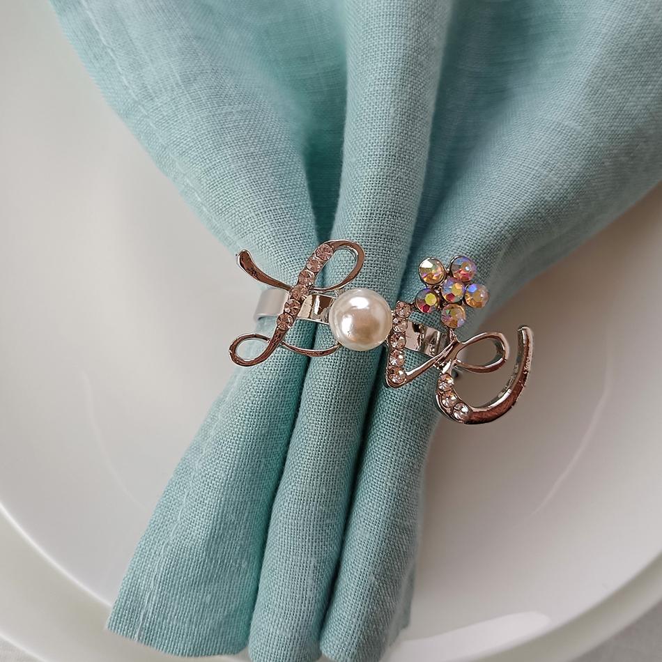 4PCS Valentine's Day Red Rose Napkin Ring, Easter Radish Napkin Buckle Handmade Party Festival Wedding Decorative
