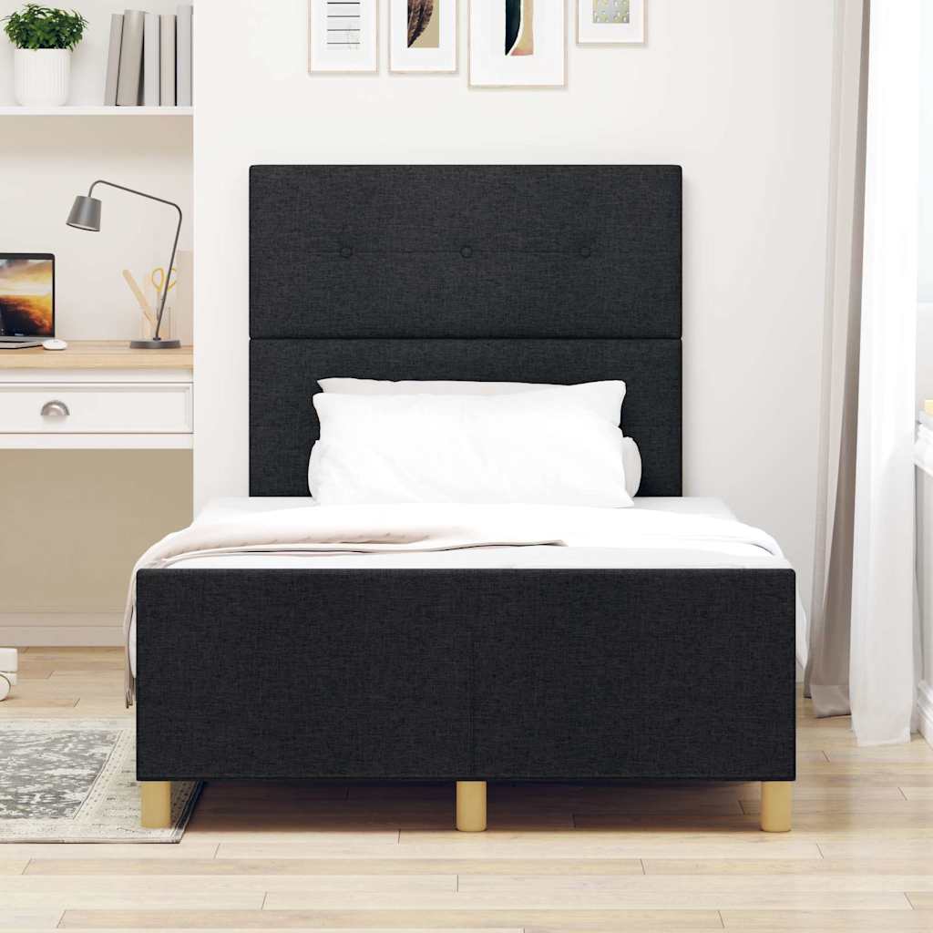 Bed Frame with Headboard Black 120 x 190 cm Fabric