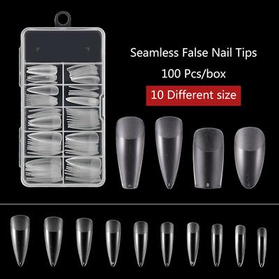 Paquete de 100 uñas postizas esmeriladas de cobertura total, herramienta para puntas de decoración de uñas