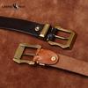 Móda Osobnost Retro Zesílený Hladký Vrchní Vrstva Hovězí Kůže Pravá Kůže Pánský Opasek Drsný Chlap Měděná Přezka Opasek