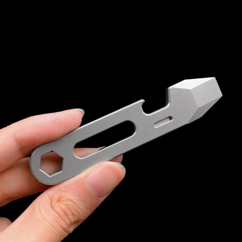 Compactly Titaniums Camping Tool Keychain Screwdriver Bottle Opener Multifunctional Ruler Portable Outdoor Accessory