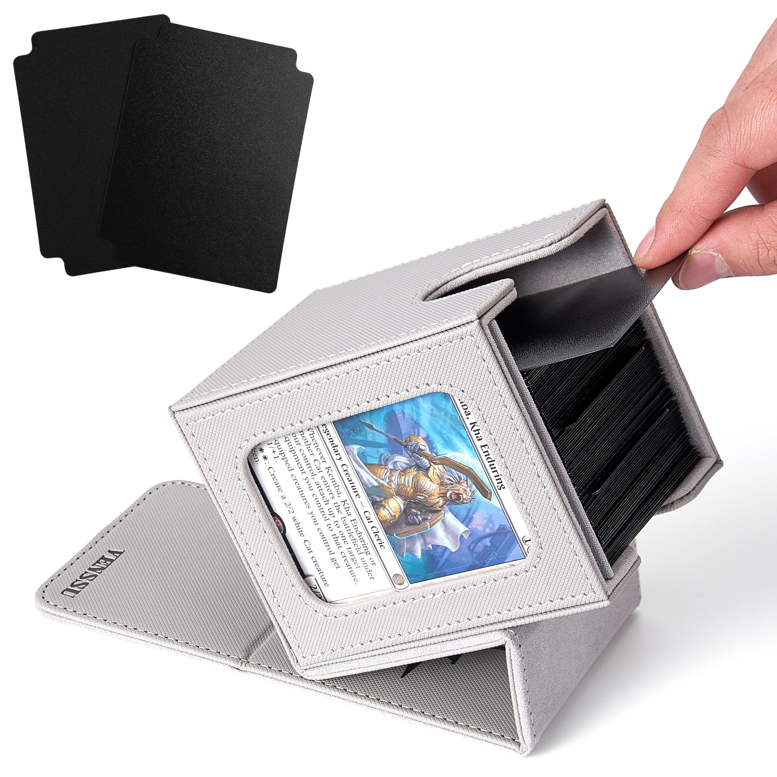 

Venssu Кейс для торговых карт с дисплеем для карт Вмещает 100 карт вертикально Два и один верхний кожаный кейс, Окно, Карты, Двойные/тройные протекторы, Хранение,