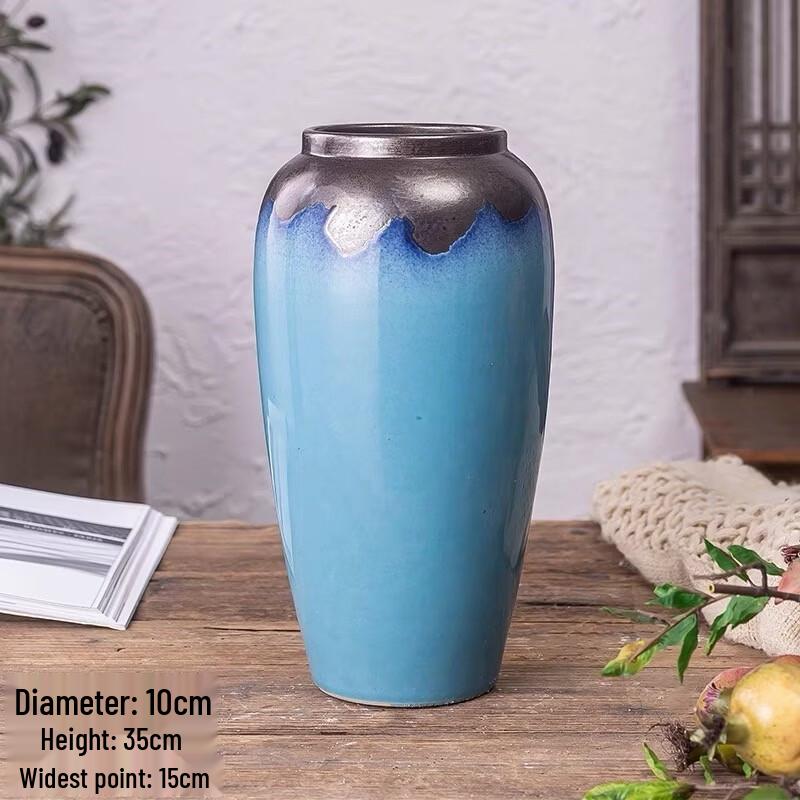 Retro Ceramic Hydroponic Vase & Flower Pot - Blue Ocean (Set of 2)