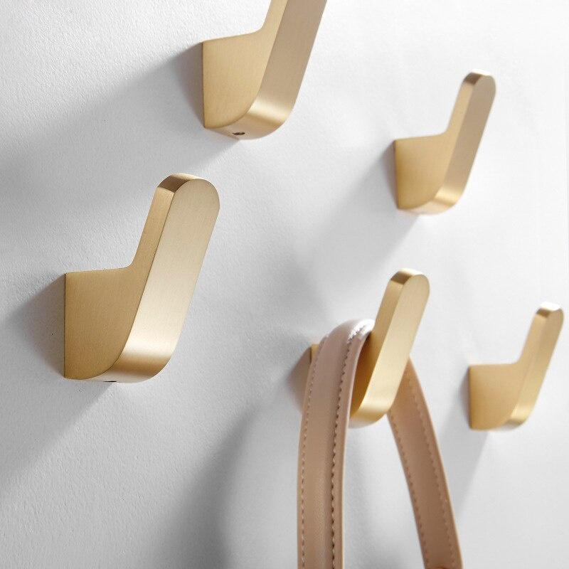 1PC Nordic Style Dormroom Brass Bearing Hooks Bathroom Indoor Kitchen Hallway Wall Clothes Hooks Wall Hangings Row Hooks