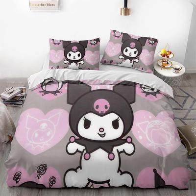Home Textiles Three-Piece Purple Kulomie Cartoon Digital Printing Quilt Pillowcase Bedding