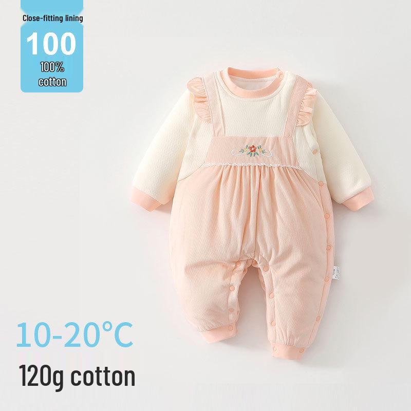 Floral Strap Newborn Romper: 120g Cotton Baby Crawling Suit for Infants and Toddlers